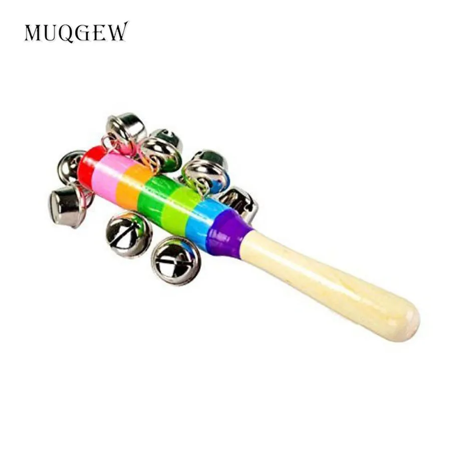 MUQGEW Cute Animal Wooden Bell Hand Baby Bells Toys Baby Rattle Ring
