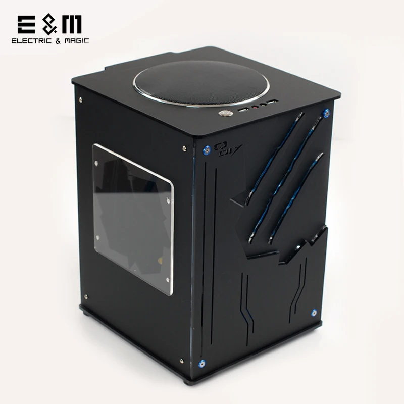 

DIY Acrylic Creative USB Transparent Vertical Air Duct Fully Enclosed Mini Water Cooling Tower Chassic for ITX M-ATX Motherboard