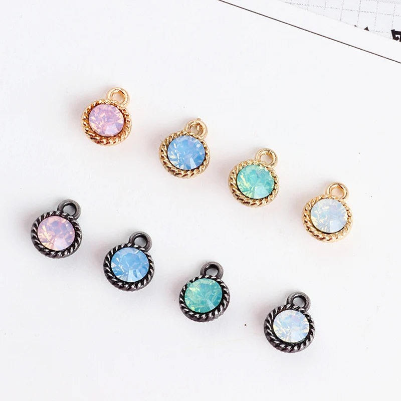 

Wholesale 100Pcs Gold Gun black Color Caps Decorated Jelly Crystal Rihnestone Round Charms DIY Jewelry Findings Pendants