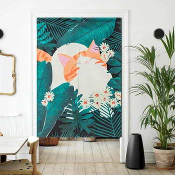 

Japanese style lovely flower cat door curtain half curtain kitchen hanging bathroom partition curtain bedroom home decoration