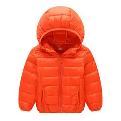Новая детская куртка большой Обувь для мальчиков и маленьких Обувь для девочек зимой с капюшоном Sleek зимнее пальто