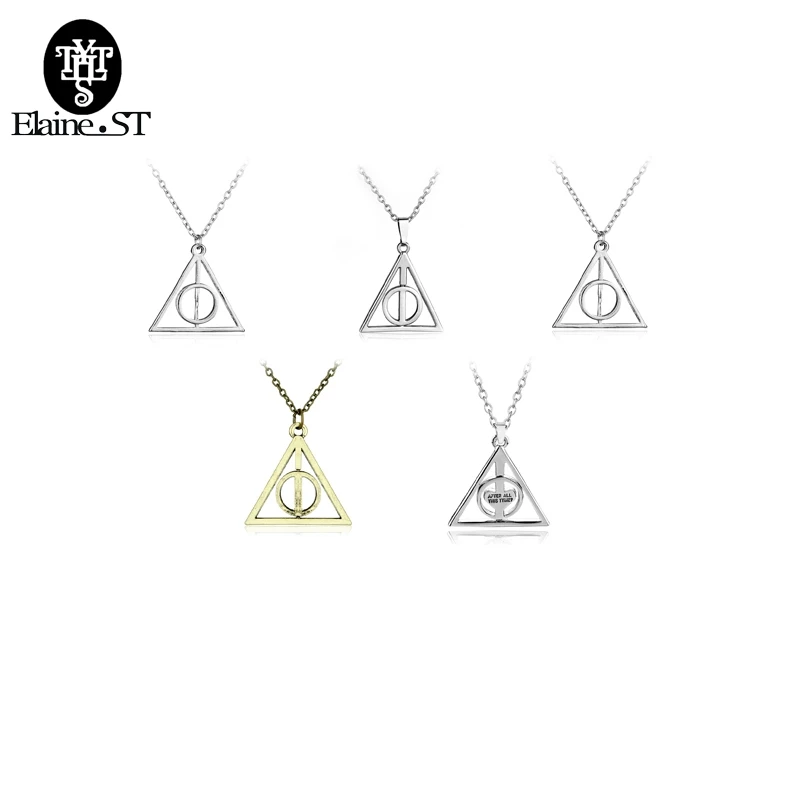 

Wholesale 20pcs/lot Deathly Hallows Necklace Spin Horcrux Pendants Jewelry Deathly Hallows Rotated Triangle Necklaces for Men