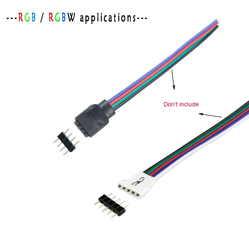 10 шт. 4 Pin 5Pin иглы RGB коннектор RGBW адаптер мужской с двойным вставным для RGB/RGBW 5050 3528 Светодиодные ленты светильник продолжительным сроком эксплуатации JQ