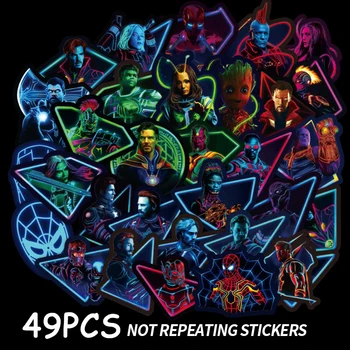 

NEW 49Pcs mixed Super Hero Stickers Cartoon Anime Sticker For Motorcycle Laptop Skateboard neon Stickers Marvel Stickers Sets F4