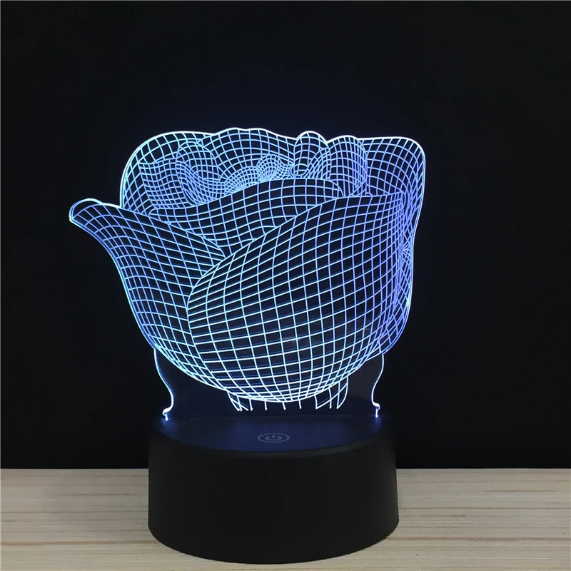 

Line Art Rose Flower LED 3D NightLight Acrylic Night Lamp Light Luminary With Touch And Remote Lamps Lights Kids Decoration GiC