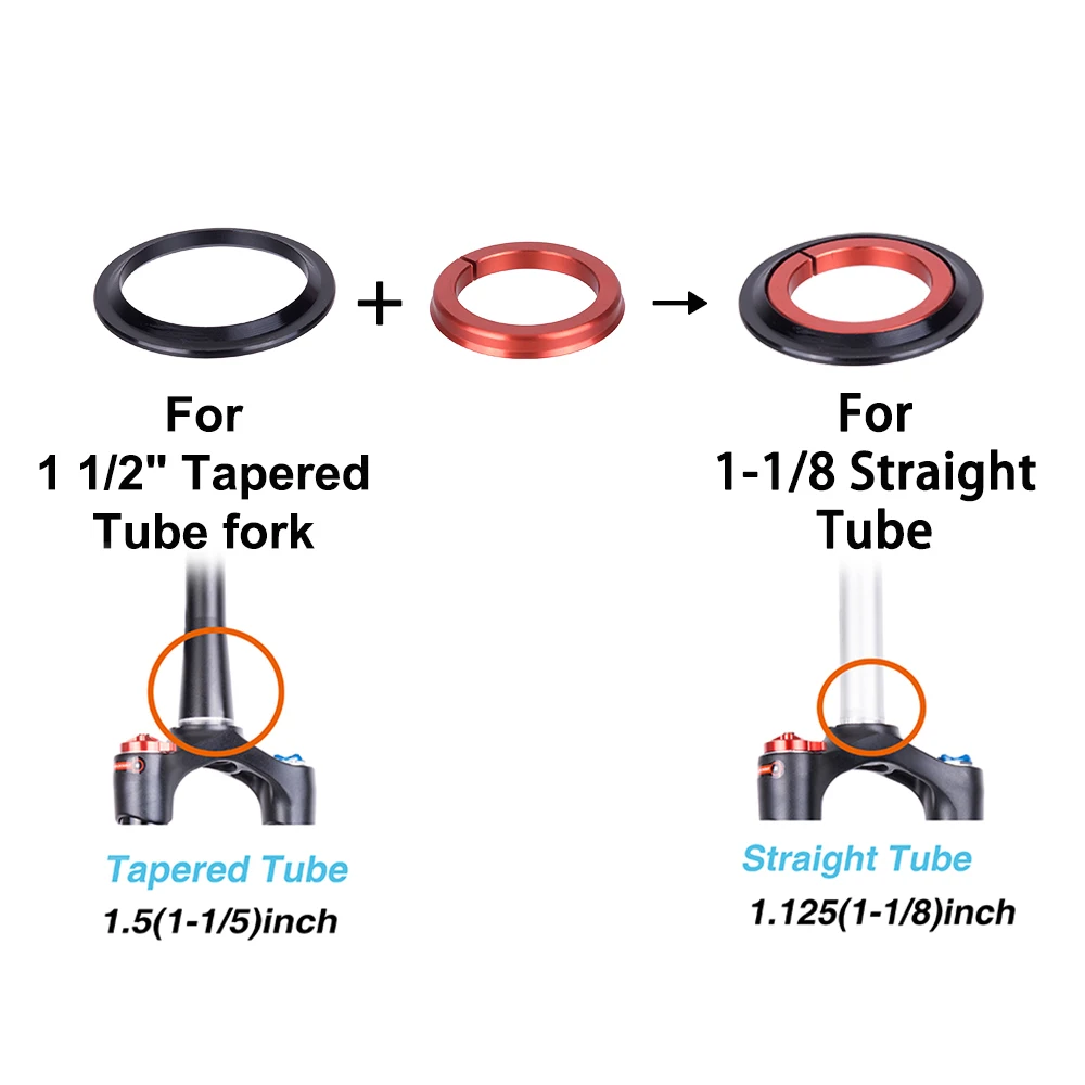 Bicycle Bearing Headset 42mm 52mm 4252ST CNC 1 1/8"-1 1/2" Tapered Tube fork Straight IS42 IS52 Head Tube Set