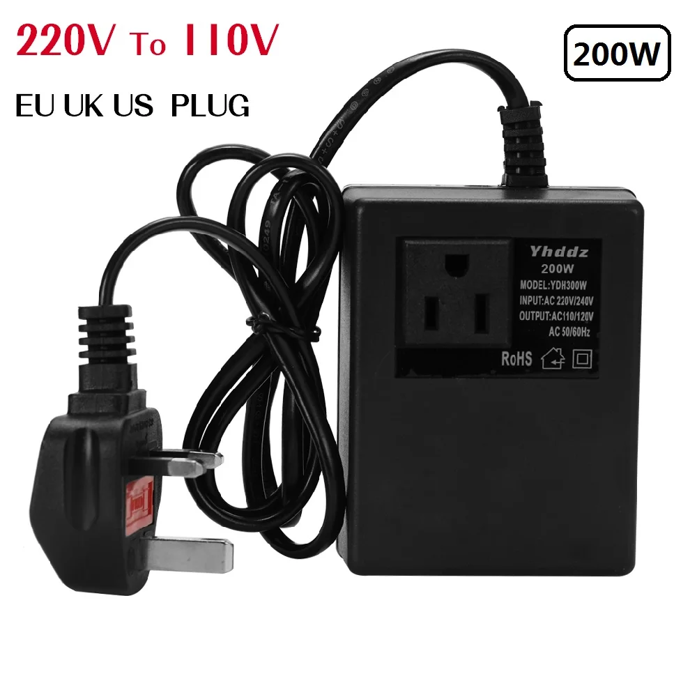 

YDH200W Power Adapter Intelligent Efficient 200W AC 220V To 110V Step Down Transformer Voltage Converter Travel Power Adapter