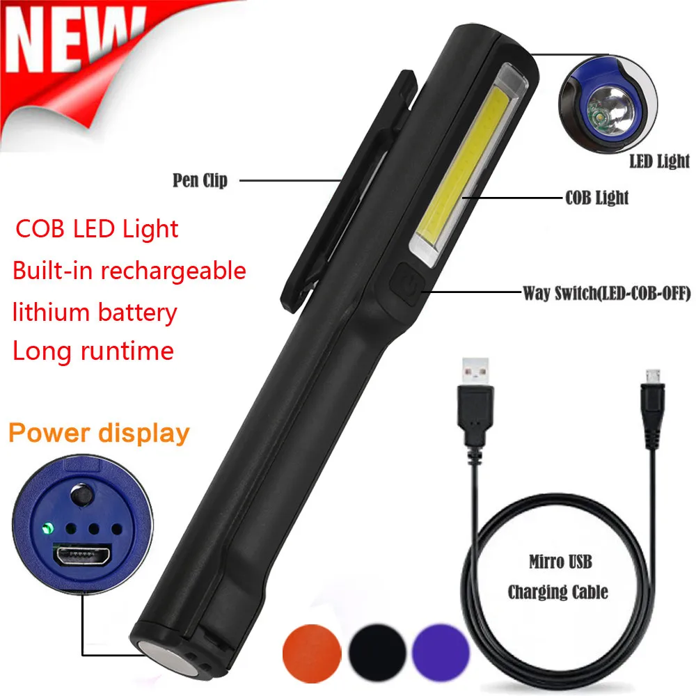 

2in1 Rechargeable LED COB Camping Work Inspection Light Lamp Hand Torch Magnetic