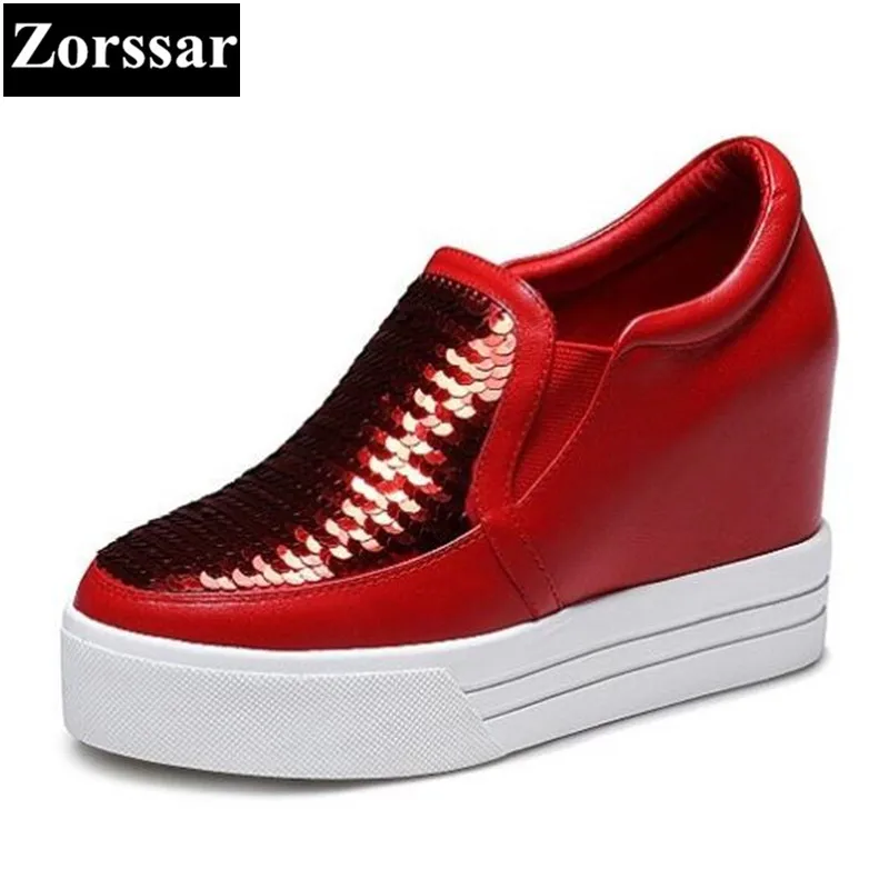 

{Zorssar} 2018 NEW Women wedge high heels casual shoes Platform Pumps Woman height increase shoes Leisure slip on Women shoes