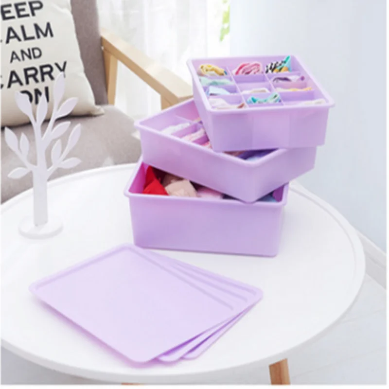 Three Color Thick Plastic Storage Box Underwear Socks Cosmetics