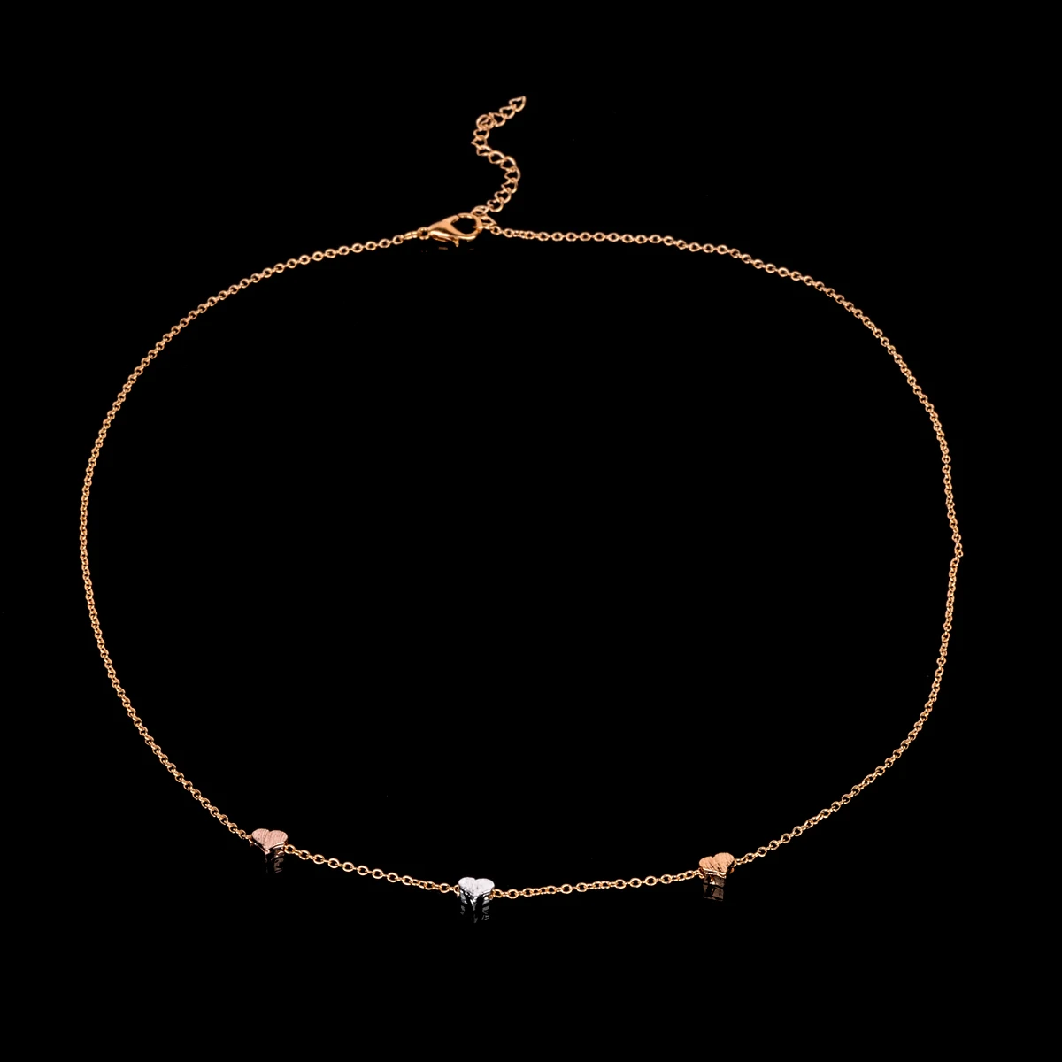 Fashion Women's 3Color Chian Three Hearts Pendant Simple Necklace Dress Gift