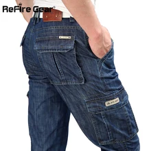 Refire gear военные джинсы Мужская Рабочая одежда с несколькими карманами Карго джинсы прямые джинсовые мотоциклетные Брюки повседневные байкерские джинсы