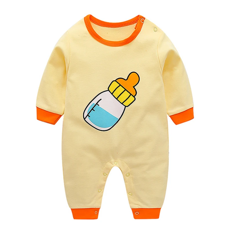 Baby Boys Long Sleeve Romper Cartoon Dinosaur Printed Jumpsuit Casual Bodysuit