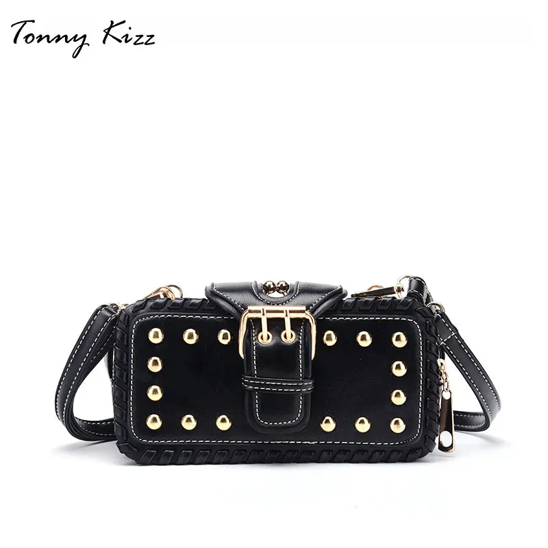 

Moto biker crossbody bags for women 2018 small shoulder crossbody rivet bags leather luxury handbags women bags designer satchel