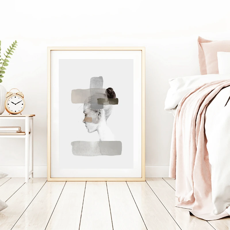 Scandi female canvas art prints bedroom decor