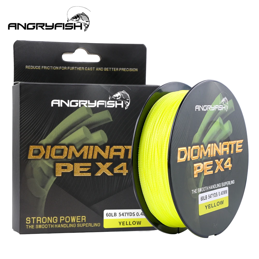 

ANGRYFISH Wholesale 500m 4 Strands Braided Fishing Line 7 Colors Super PE Fish Line Strong Strength