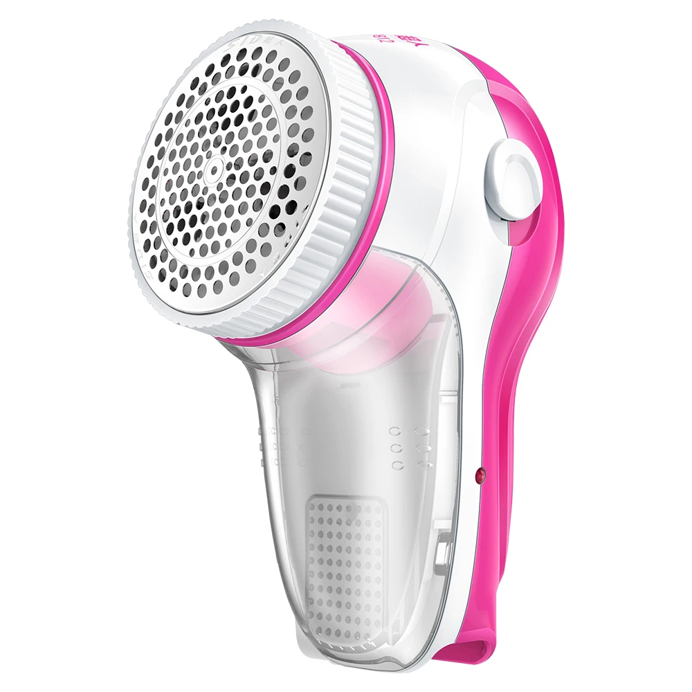 Charge Type ElectricFluff Lint Remover With Spare Blades Pink and White