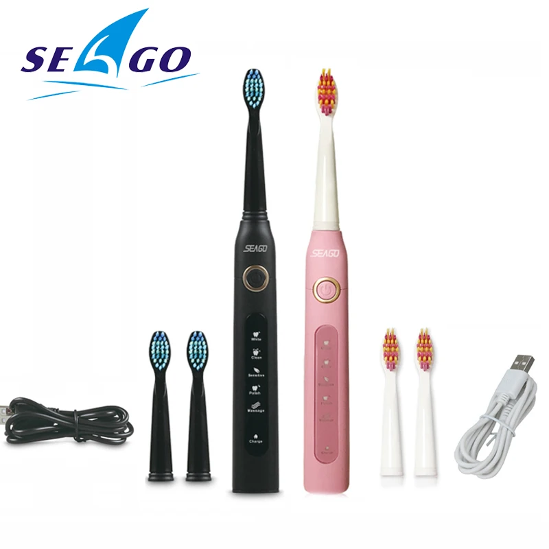 Seago Sonic Electric Toothbrush Adult Timer Brush USB Rechargeable Tooth Brushes with 3pcs Replacement Heads Seago Sonic Electric Toothbrush Adult Timer Brush USB Rechargeable Tooth Brushes with 3pcs Replacement Heads