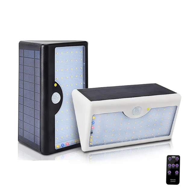 

DeFong Outdoor Smart 60LED Solar Panel Wall Lamp Fe Battyery Waterproof Cold/Warm White Remote Control 50W ABS Garden Path Light