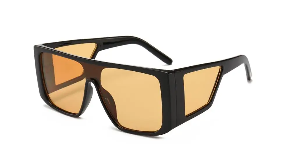 Квадратные Солнцезащитные очки больших размеров для мужчин, роскошные брендовые Винтажные Солнцезащитные очки, мужские маски с большой оправой, черные солнцезащитные очки UV400 - Цвет линз: yellow lens