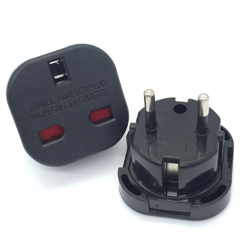 Buy 10pcs per box black uk to eu schuko adapter from
