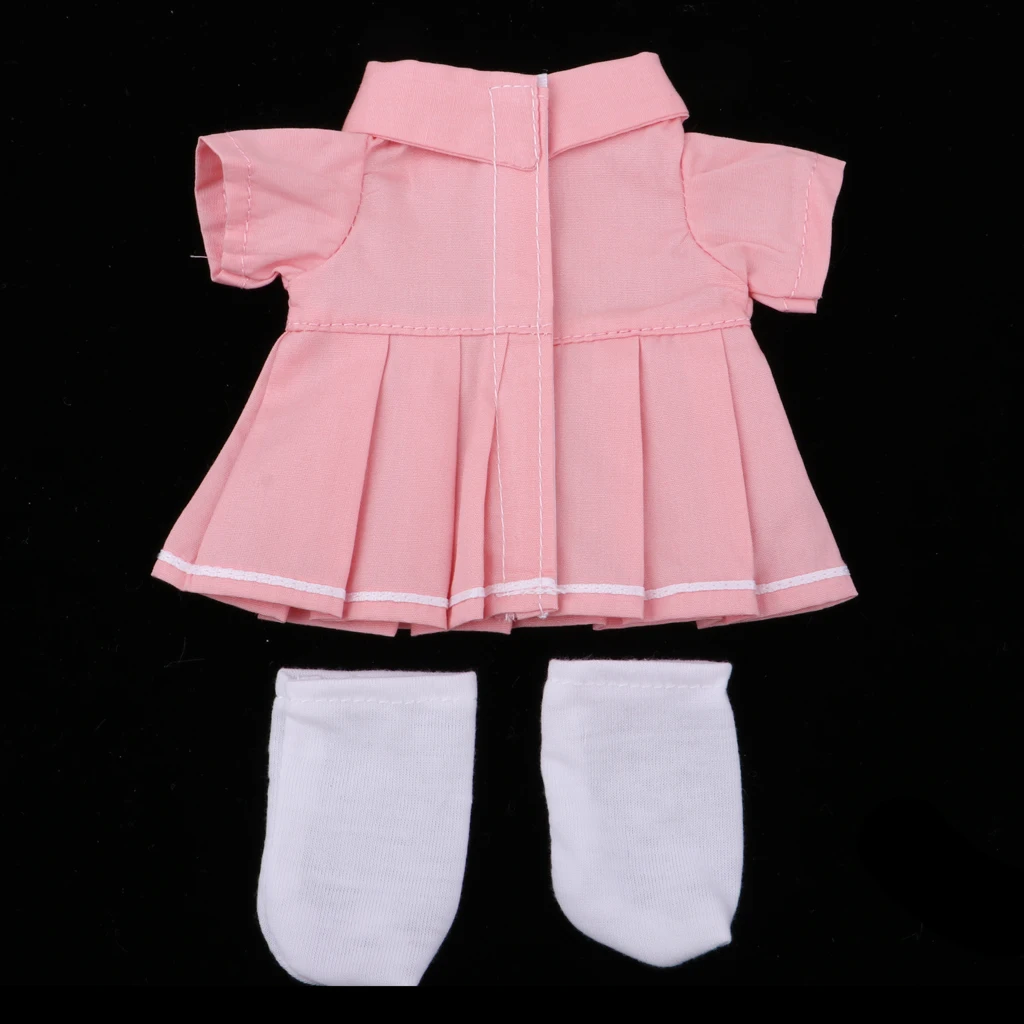 Lovely Pink Dress Socks Suit Pleated Dress for Mellchan Baby Girl Dolls Clothes Accessories for Kids Gift