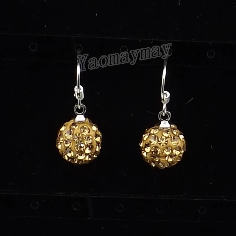 

24 Pairs/Lot Light Gold Color Crystal Drop Earrings Free Shipping