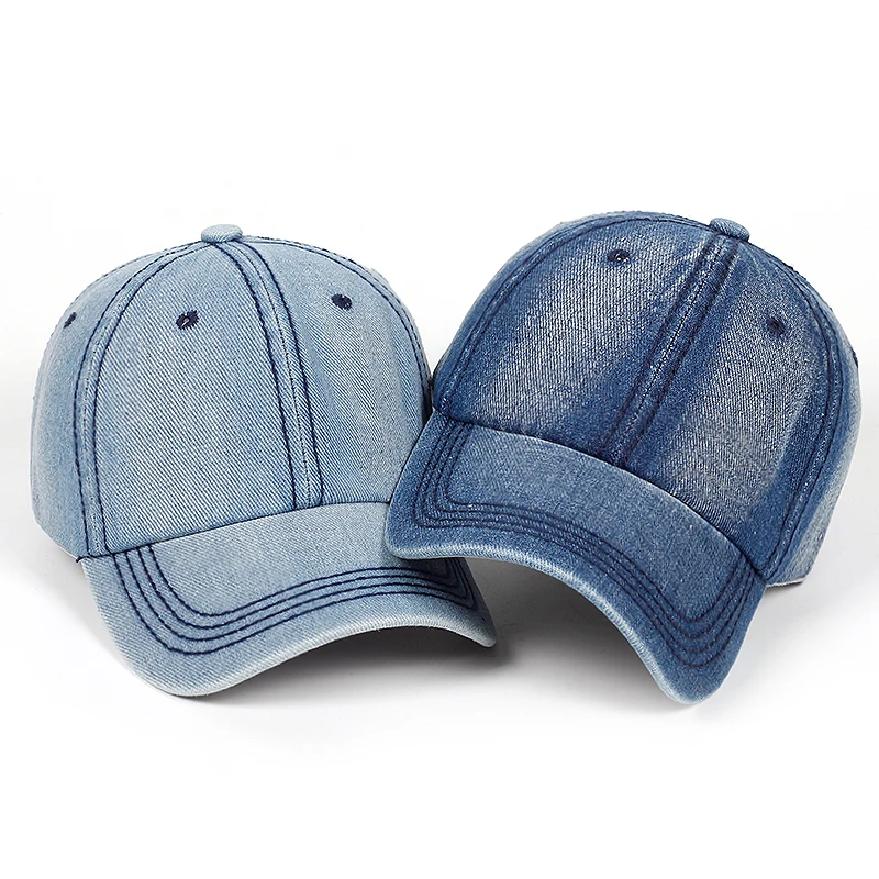 

High quality Washed cowboy Cotton Adjustable Solid color Baseball Cap Unisex couple cap Fashion Leisure dad Hat Snapback caps