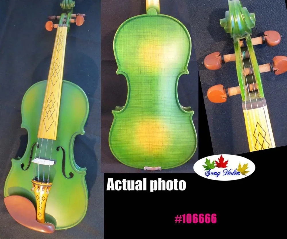 

Green colors best craft 4/4 electric violin +Acoustic violin #10666