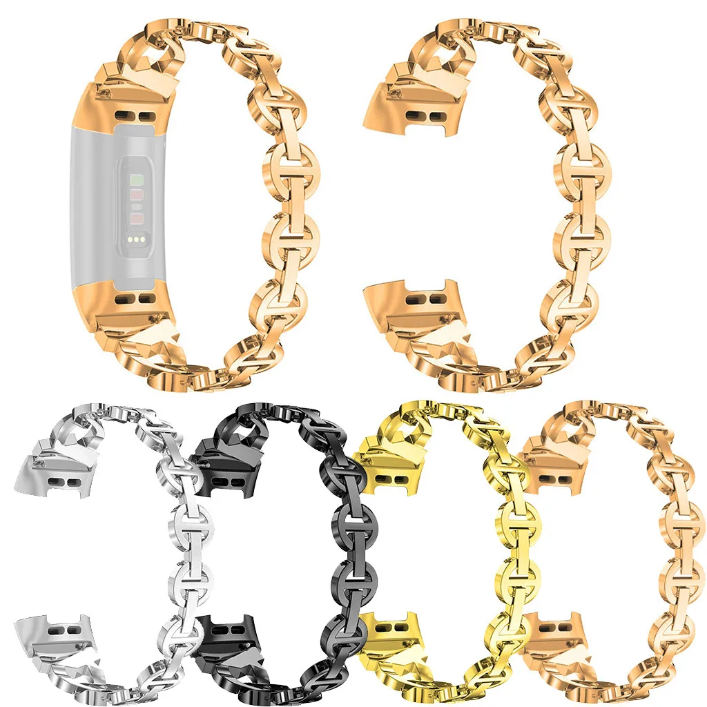 

SmartWatch Smart watch Strap Smartband mi band Bling Stainless Steel Metal Bracelet Straps Band Replacement for Fitbit charge 3
