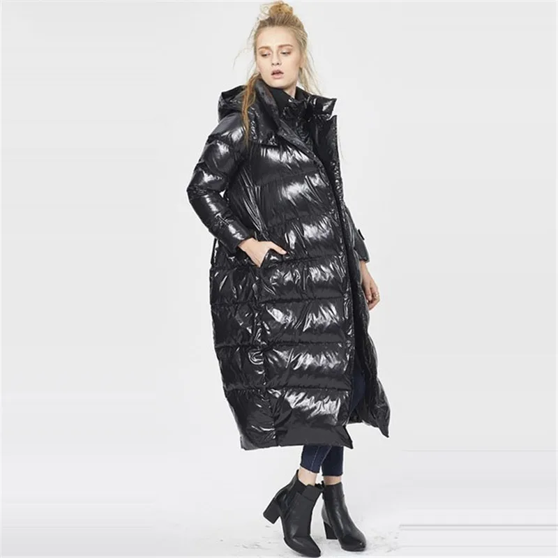 

Plus Size 5XL Loose Duck Raincoat 2018 Winter Womem Thick Long Hooded Duckn Down Jacket Coat Feather Puffer Jacket 531