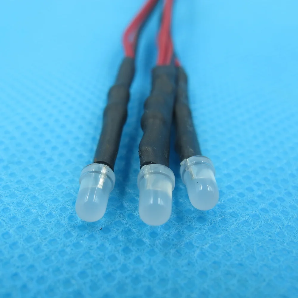 

100pcs 3mm LED Diffused Pre-Wired 20CM Resistor 3-12v Emitting Diodes Wide Angle Light Bulb lamp for car DIY