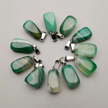 

fashion Natural stone green agates Necklace Pendants for Jewelry making Different sizes Charm accessories 12PCS wholesale
