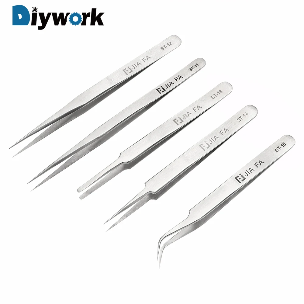 DIYWORK Stainless Steel Thicken Electronics Forceps RST11 15 Hand Tool