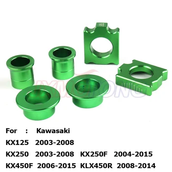 

CNC Front Rear Billet Wheel Hub Spacers Chain Adjuster Axle Block for KX125 KX250 KXF250 KXF450 Motorcycle Motorcross Dirt Bike