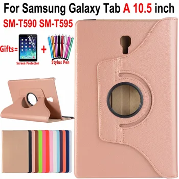 

360 Degree Rotatable Leather Smart Case for Samsung Galaxy Tab A A2 10.5 2018 T590 T595 SM-T590 Awake Sleep Cover Funda