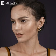 Enfashion punk geométrica dientes Pendientes broche de oro color oreja chaqueta Acero inoxidable Pendientes para las mujeres earings joyería eb171041
