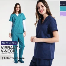 Больничный стоматологический салон красоты женщина доктор короткий рукав хирургическая форма врачебный халат скраб набор, Медсестры Медицинский костюм набор, ZK2