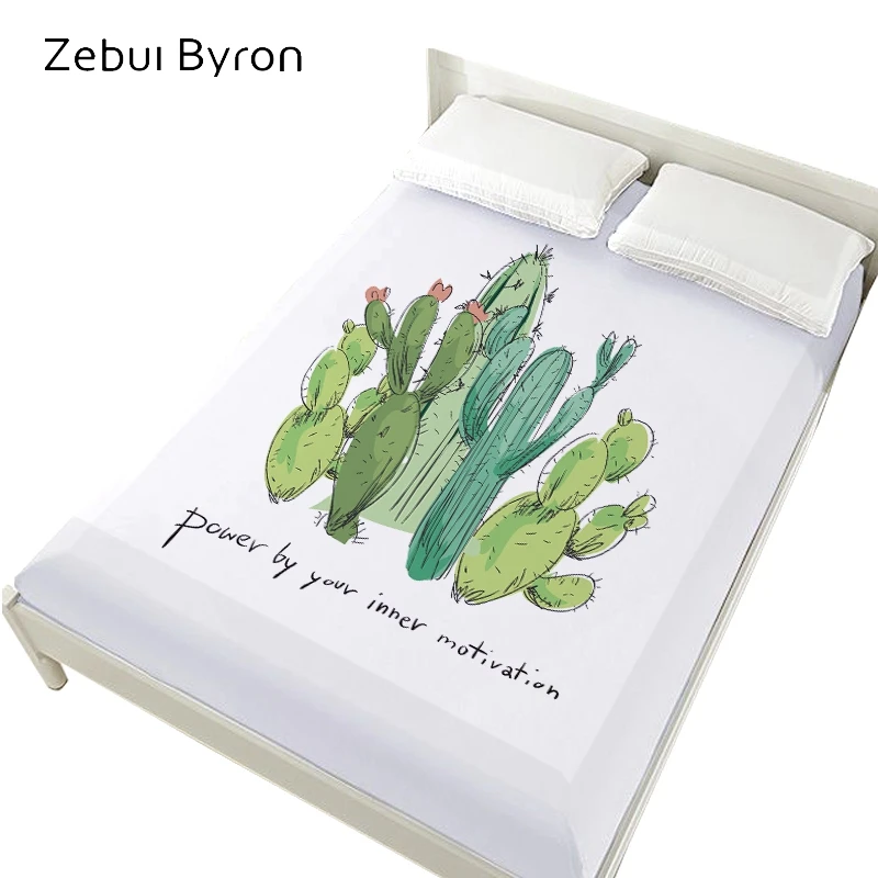 

1PCS 3D Bed Sheet On Elastic Band Bed,160x200/150x200 Fitted Sheets ,cactus Mattress Cover Bedsheet Bedding Bed Linen Drop ship