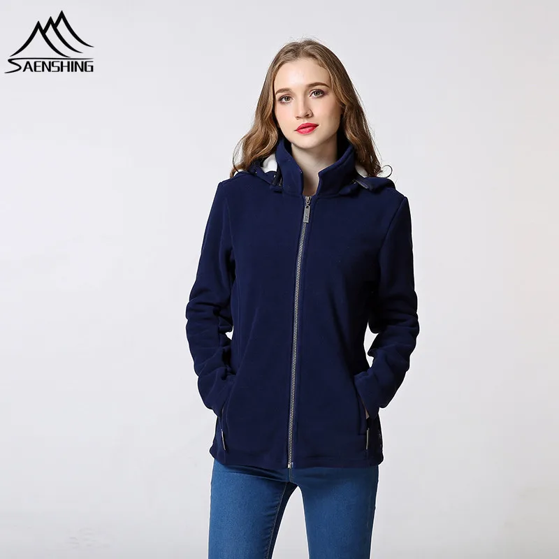 SAENSHING Thicken Fleece Jacket Women Autumn Warm hooded