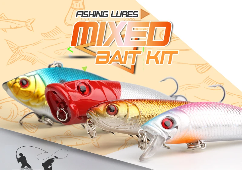 Fishing Lure MinnowPopperWobbler Spoon Metal Lure Soft Bait Fishing Lure Kit Isca Artificial Mixed ColorStyleWeight (6)
