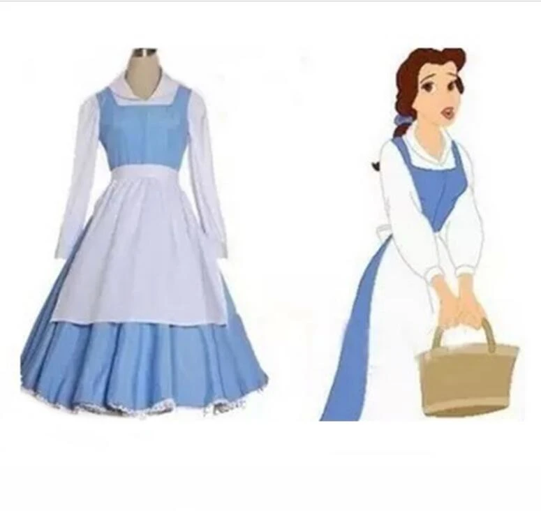 大人の王女のベルアニメ美女と野獣コスプレ衣装ブルー色プラスサイズ衣装bellaメイドドレス女性のためのコスプレ Cosplay Costume Maid Dressadult Princess Aliexpress