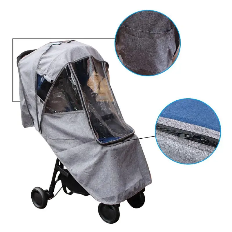 Online Cochecito de bebé impermeable cubierta carro paraguas coche cubierta de lluvia cochecito de bebé parabrisas para cochecito accesorios carrito Accesorios
