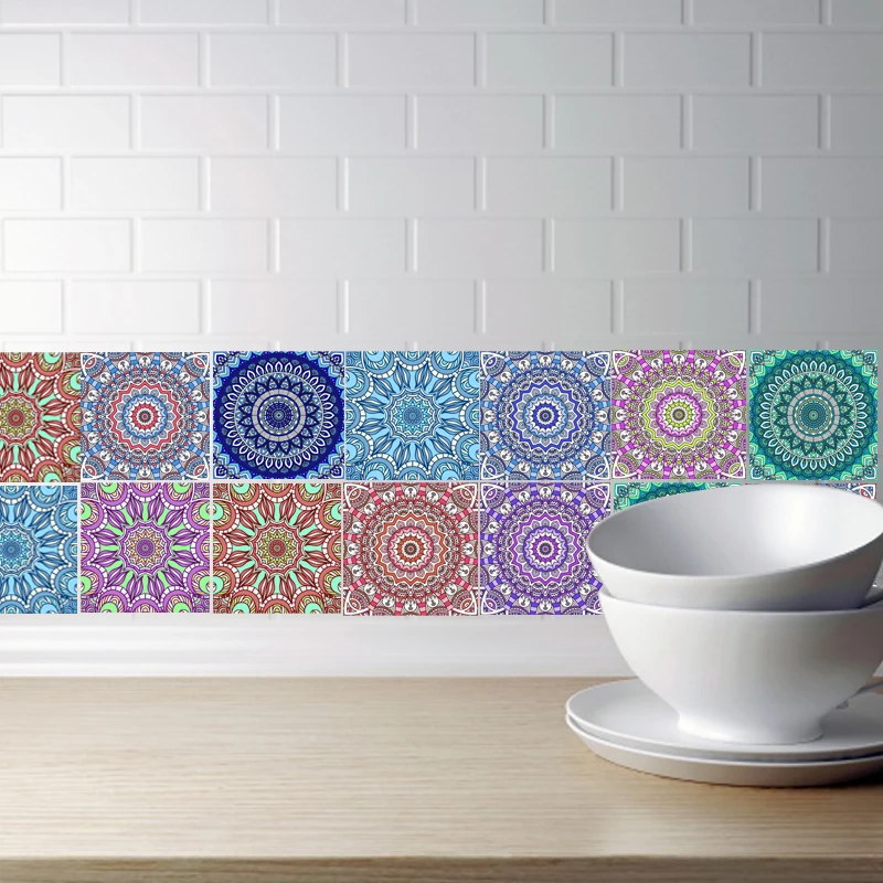Mandala Style PVC Waterproof Bathroom Kitchen Room Tile Stickers Wall Stickers Moistureproof Wall Paper 20x100cm Mandala Style PVC Waterproof Bathroom Kitchen Room Tile Stickers Wall Stickers Moistureproof Wall Paper 20x100cm