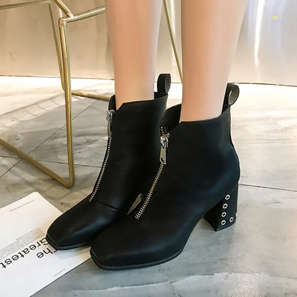 Vogue Boots Women Nice High Heel Ankle Boots For Women Leather Winter Lady Shoes Pointed Toe