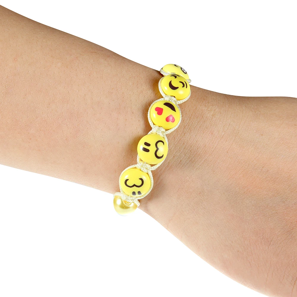 1PCS Yellow Emoji Cartoon Face Bracelet Polymer Clay BeadsDIY Hand