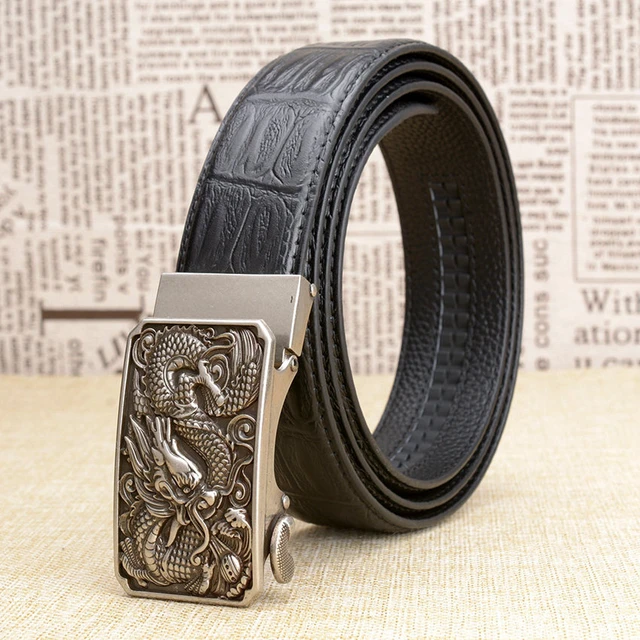 Leather Waistband Automatic Buckles  Men's Leather Belt Automatic -  Designer Black - Aliexpress