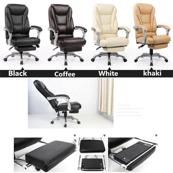 And Comfortable Office Computer Armchair Ergonomic Lying Boss Chair Household Leather Seat Aluminum Foot With Footrest