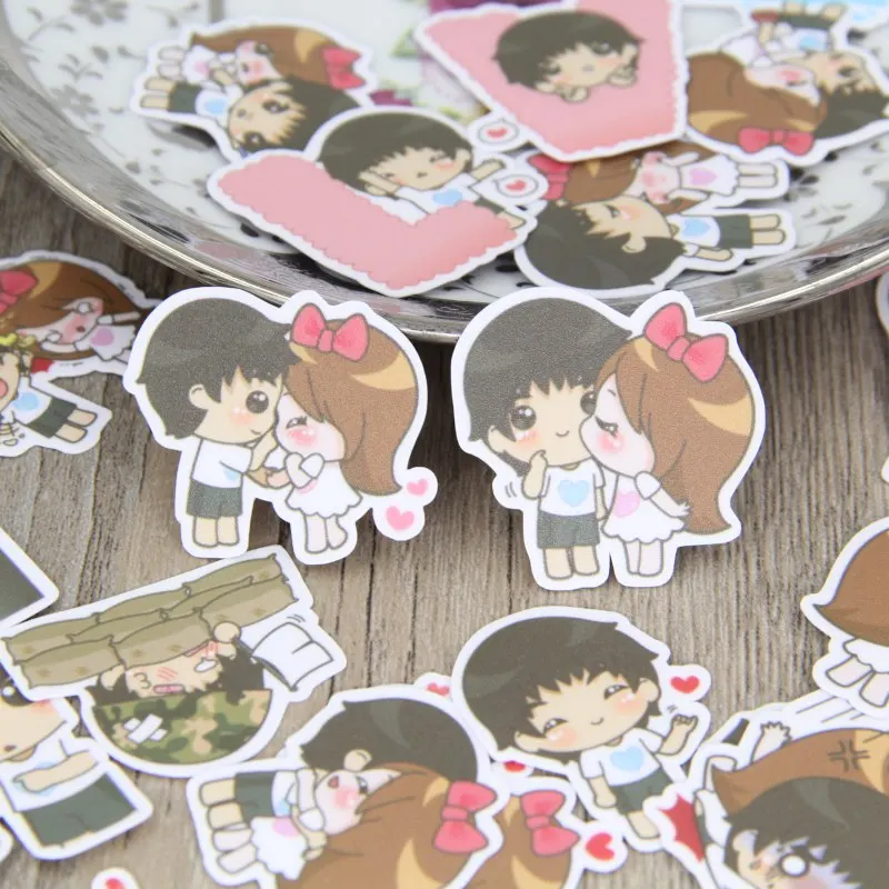 

40 pcs love plum cute little couple cartoon account decoration snowboarding luggage laptop motorcycle graffiti stickers