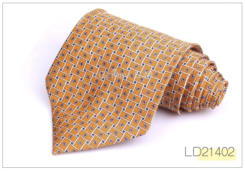 Классические шелковые галстуки для мужчин деловые жаккардовые тканые галстуки клетчатые полосатые мужские галстуки для свадебных подарков мужские галстуки с шеей 10 см Ширина - Цвет: LD21402